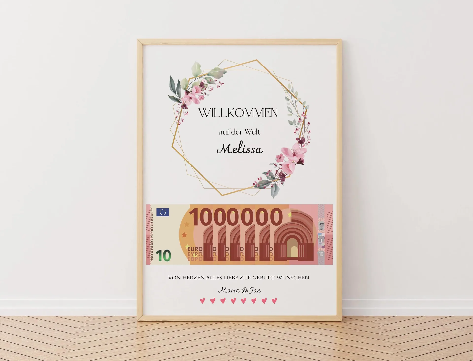 Personalisierte Geldgeschenk zur Geburt, Willkommen auf der Welt, 1 Million Baby Geschenk