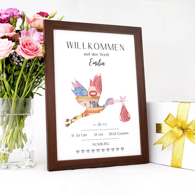 Geldgeschenk Geburt personalisiert – Willkommen auf der Welt