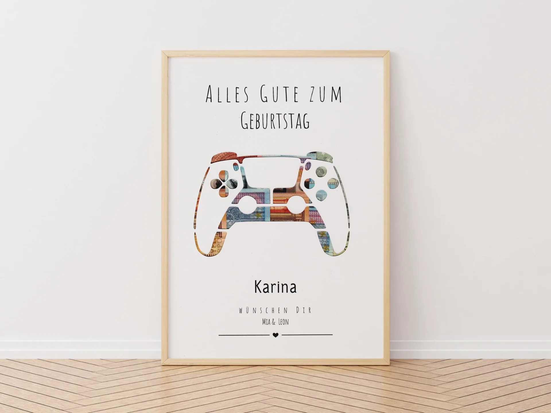 Personalisiertes Geldgeschenk zum Geburtstag | Hobby-Design | Perfekt ausgeschnitten mit A4 Bilderrahmen