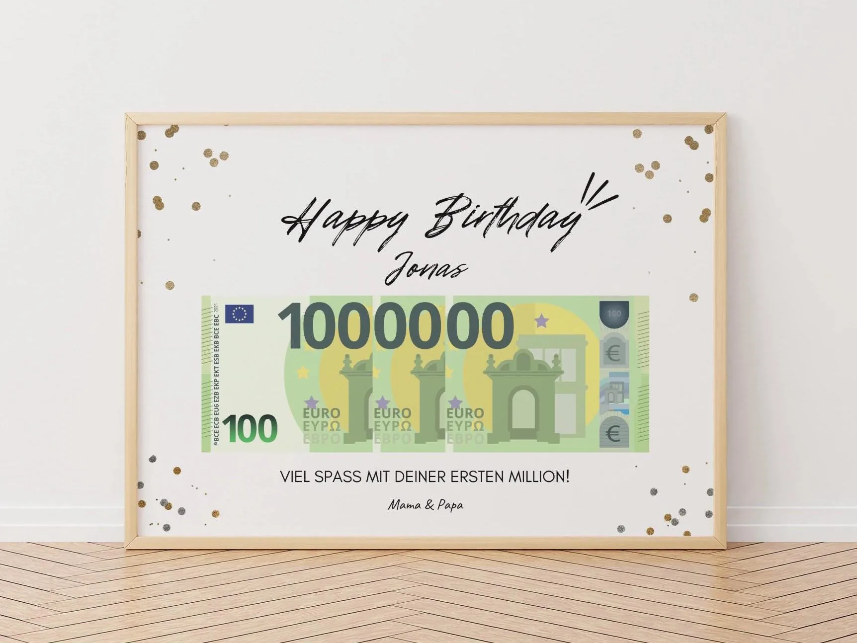 Personalisierte Geldgeschenk, Deine erste Million, Geburtstagsgeschenk