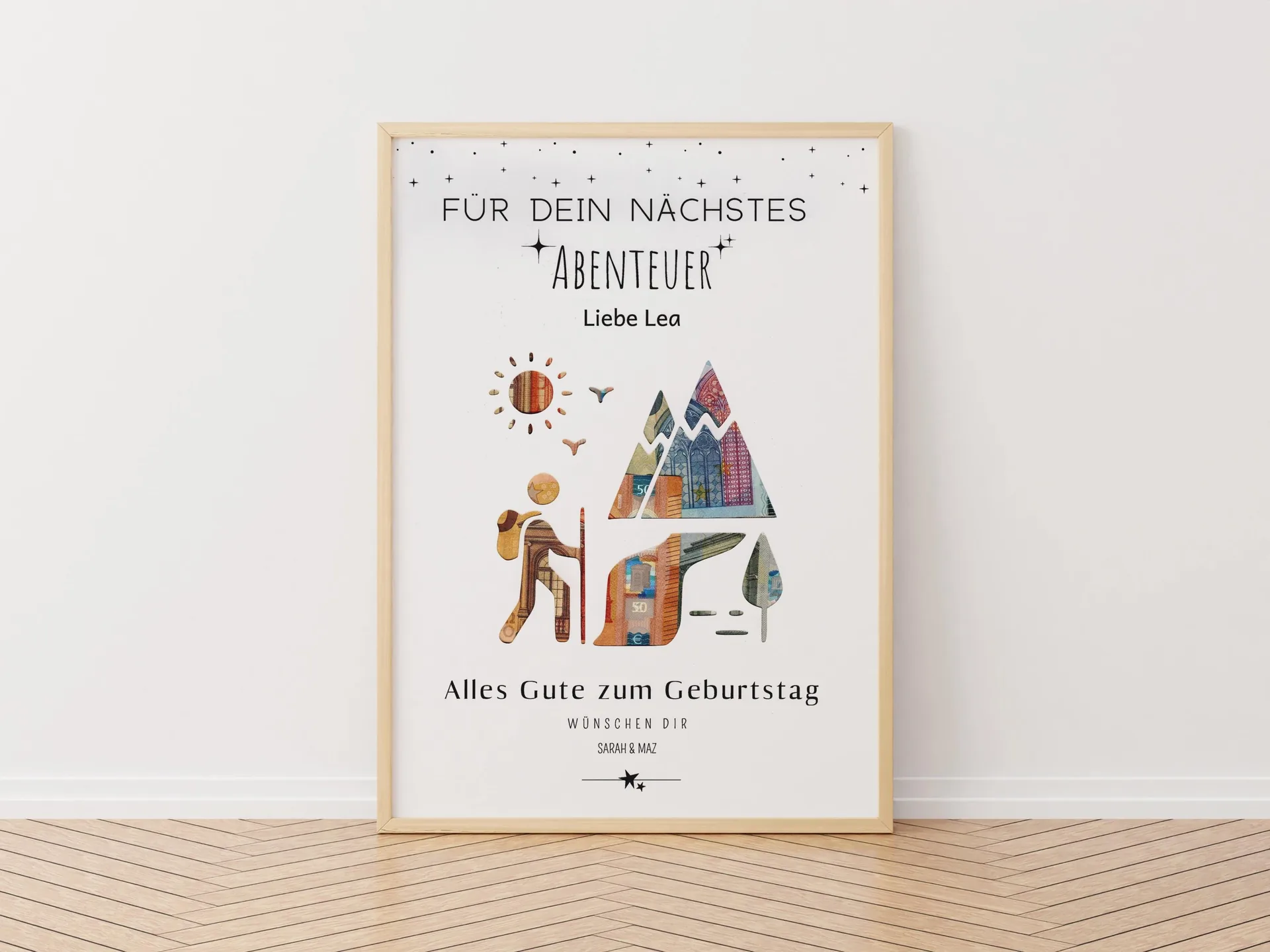 Personalisierte Abenteuer Geburtstag Geldgeschenk, DIY Perfekt ausgeschnitten