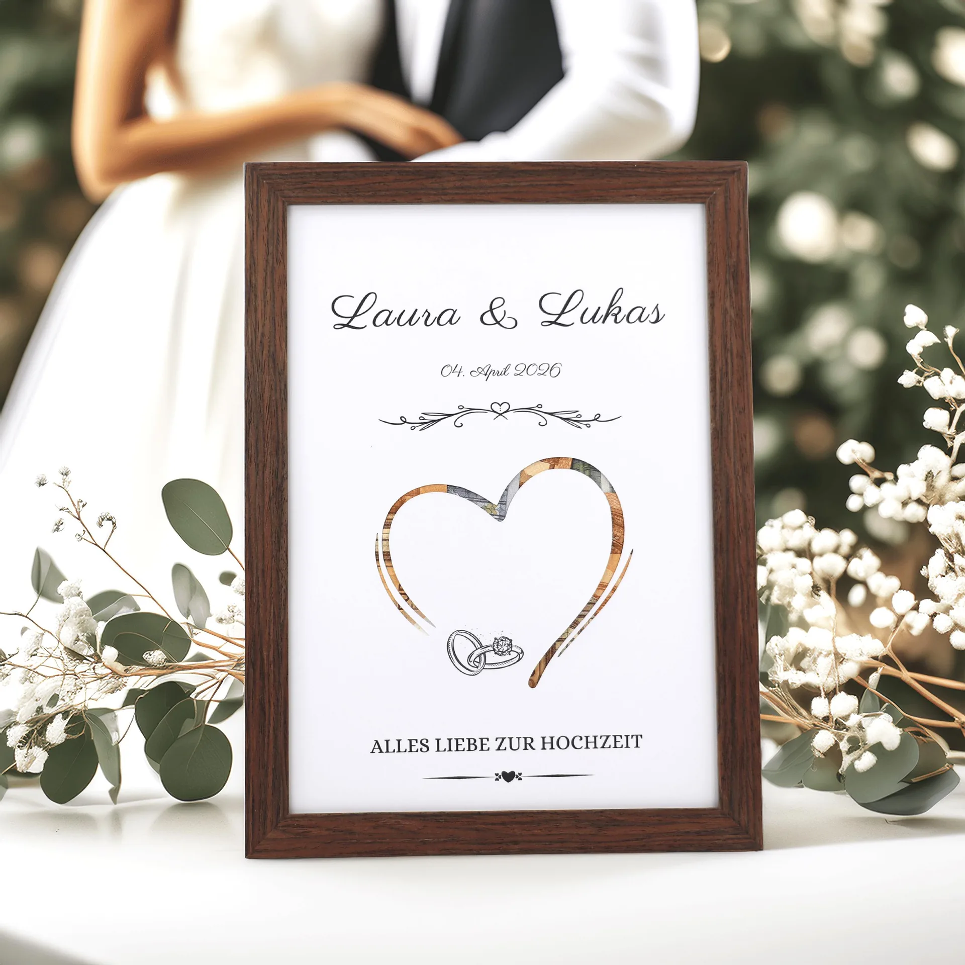 Personalisierte Hochzeit Geldgeschenk, DIY Perfekt ausgeschnitten