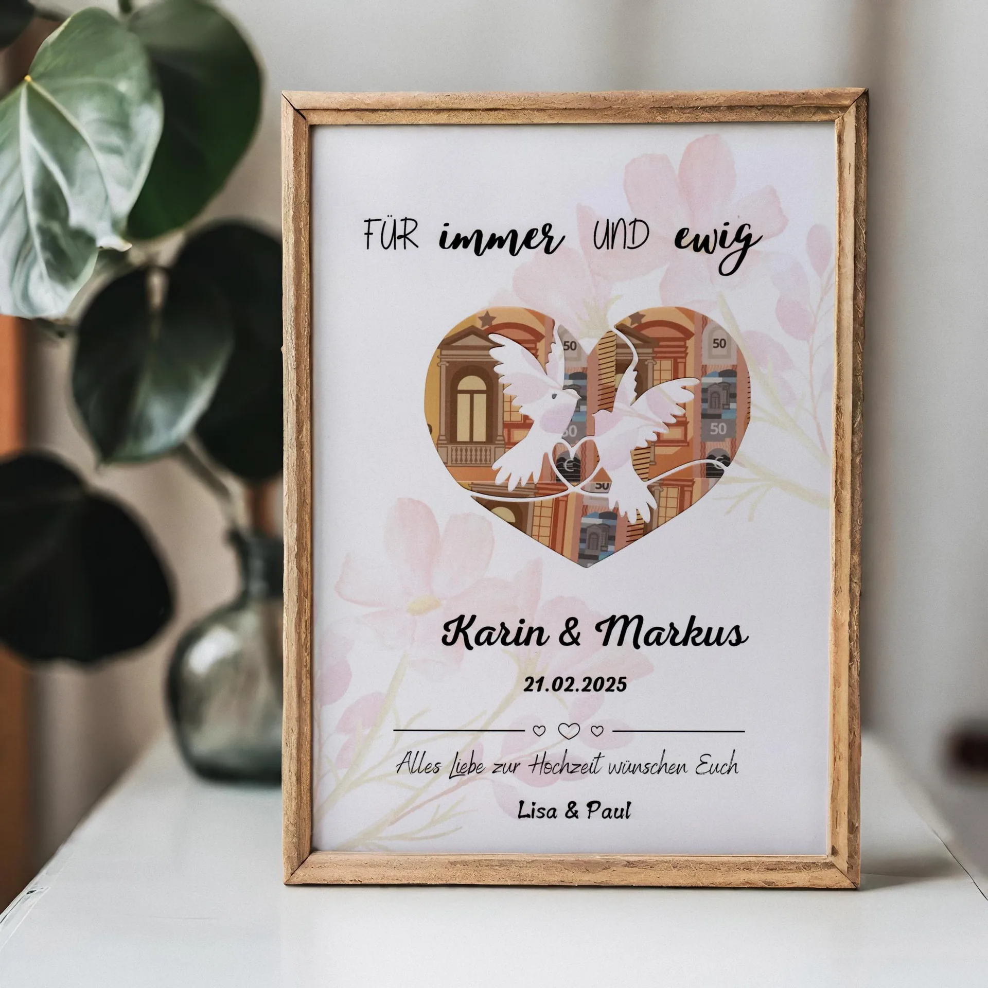 Personalisierte Hochzeit Geldgeschenk | Für immer und ewig | Perfekt ausgeschnitten