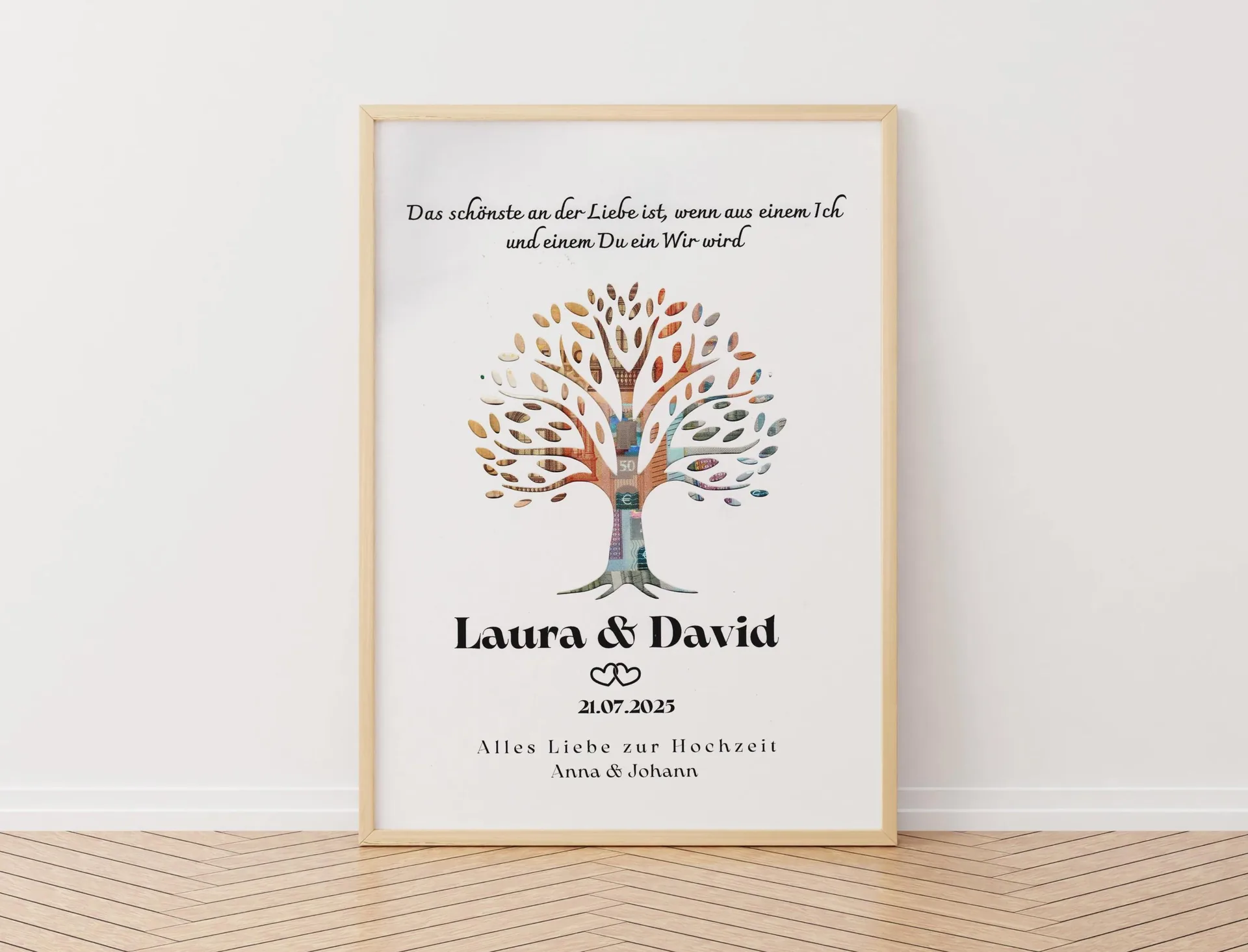 Personalisierte Hochzeit Geldgeschenk Baum, DIY Perfekt ausgeschnitten