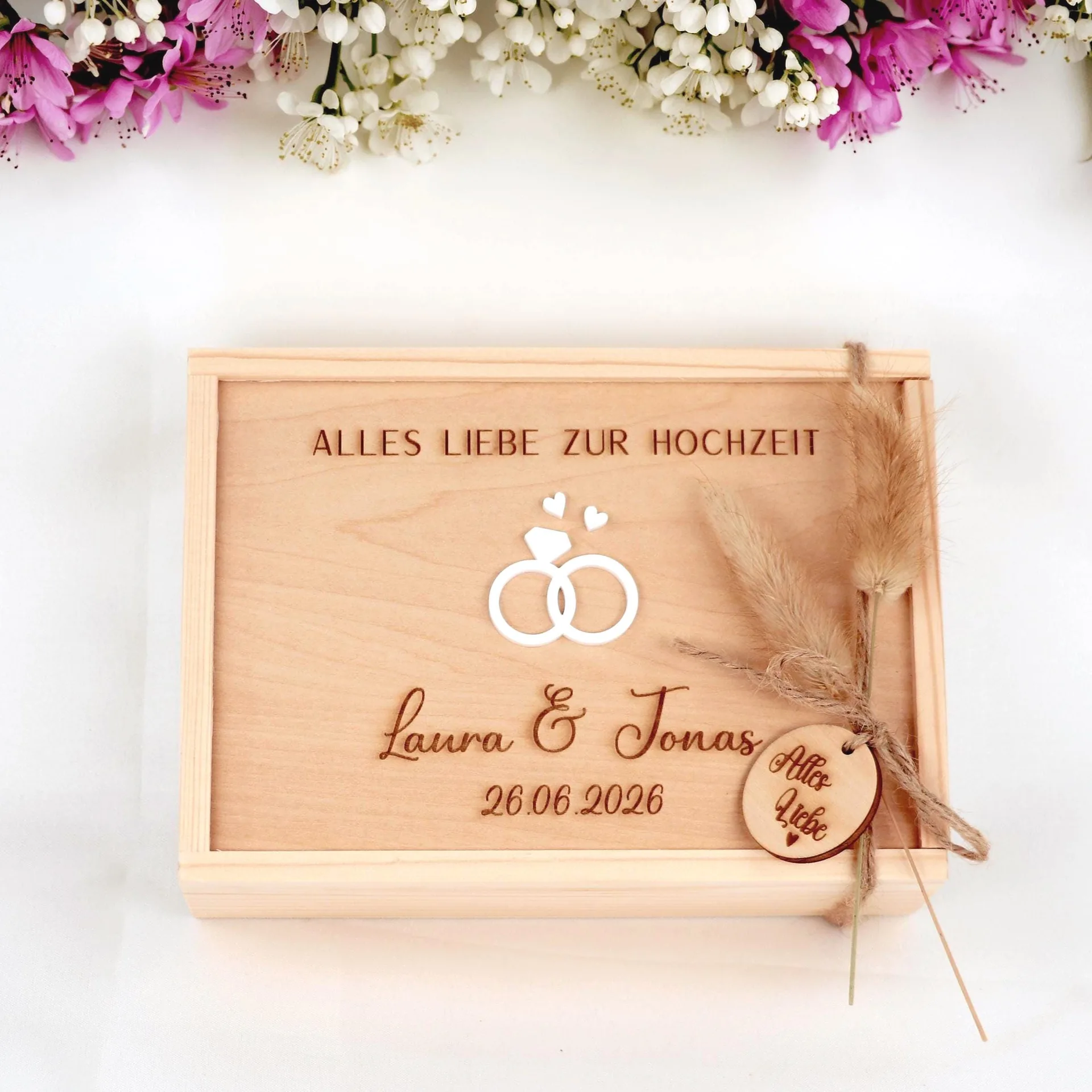 Geldgeschenk zur Hochzeit | Geldgeschenk Holzbox | Reagenzglas