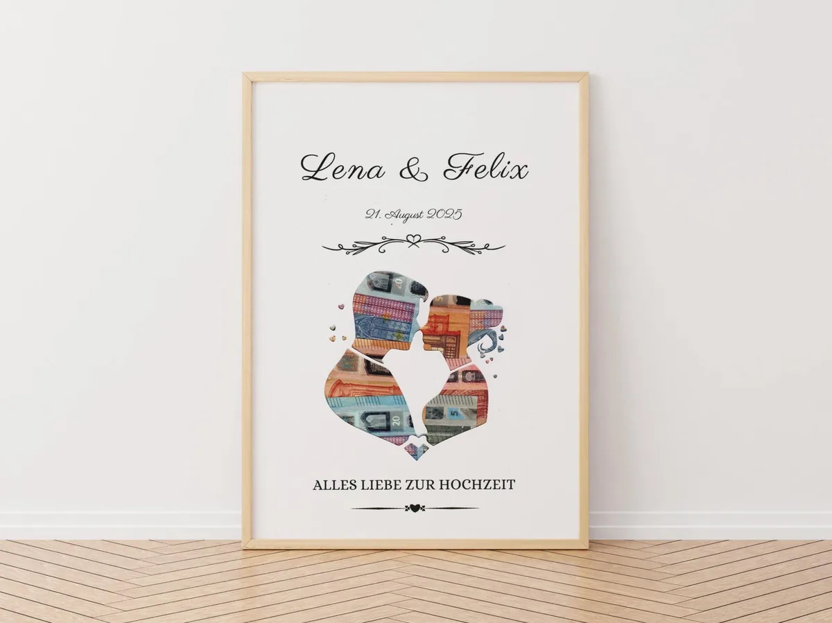 DIY A4 oder A3 Personalisierte Brautpaar Geldgeschenk