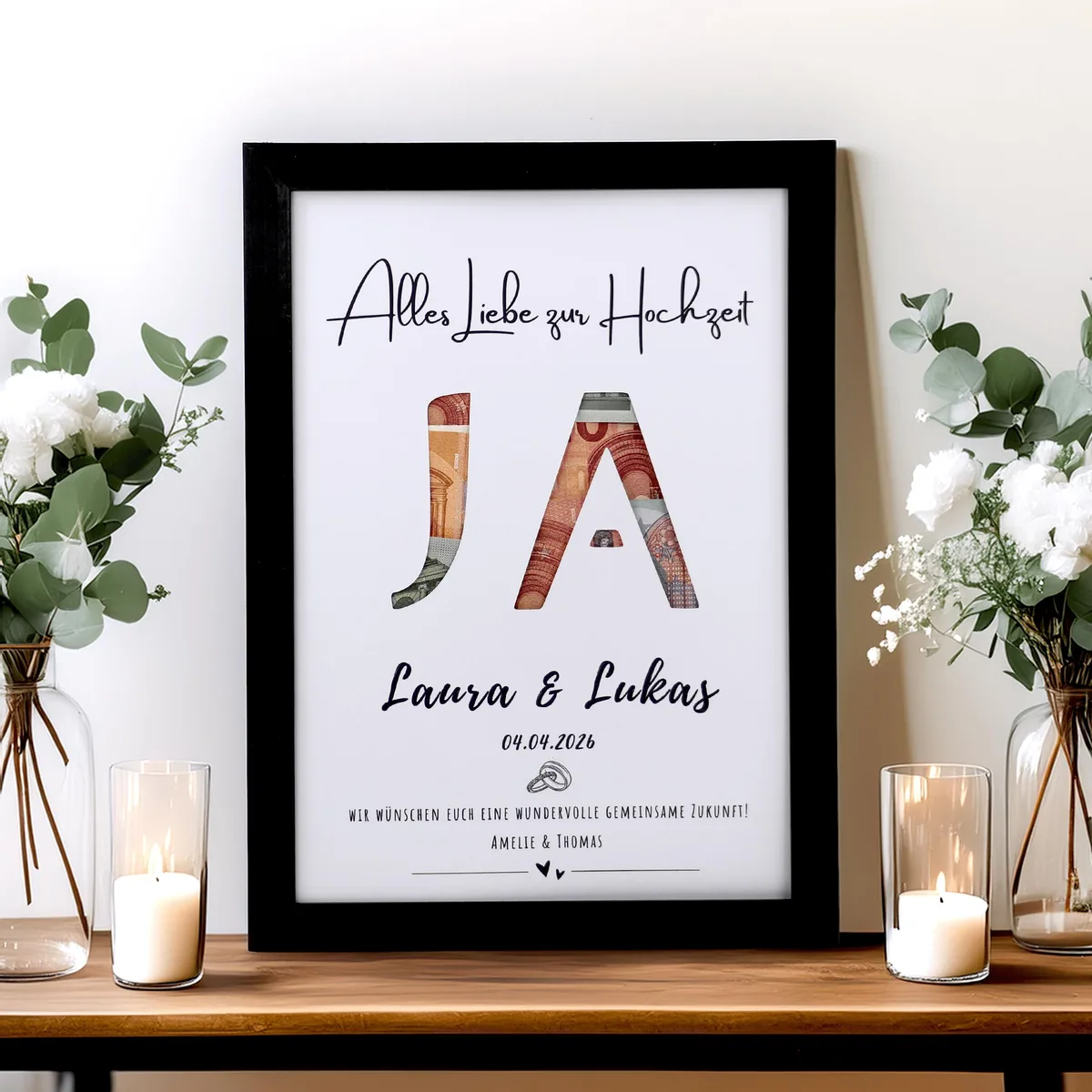 Personalisierte Hochzeit Geldgeschenk, DIY Perfekt ausgeschnitten