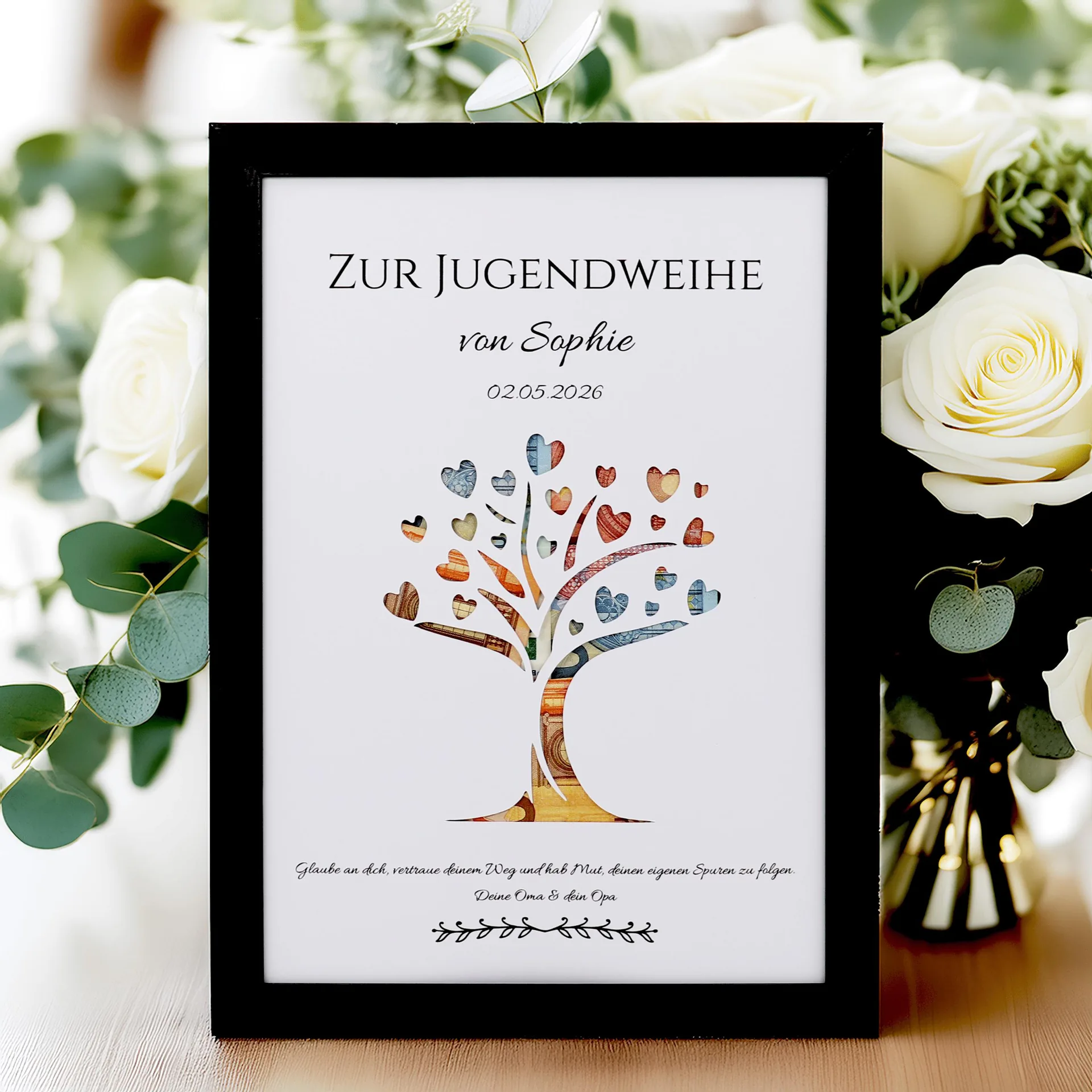 Personalisiertes Geldgeschenk zur Jugendweihe – DIN A5 A4 im Bilderrahmen 