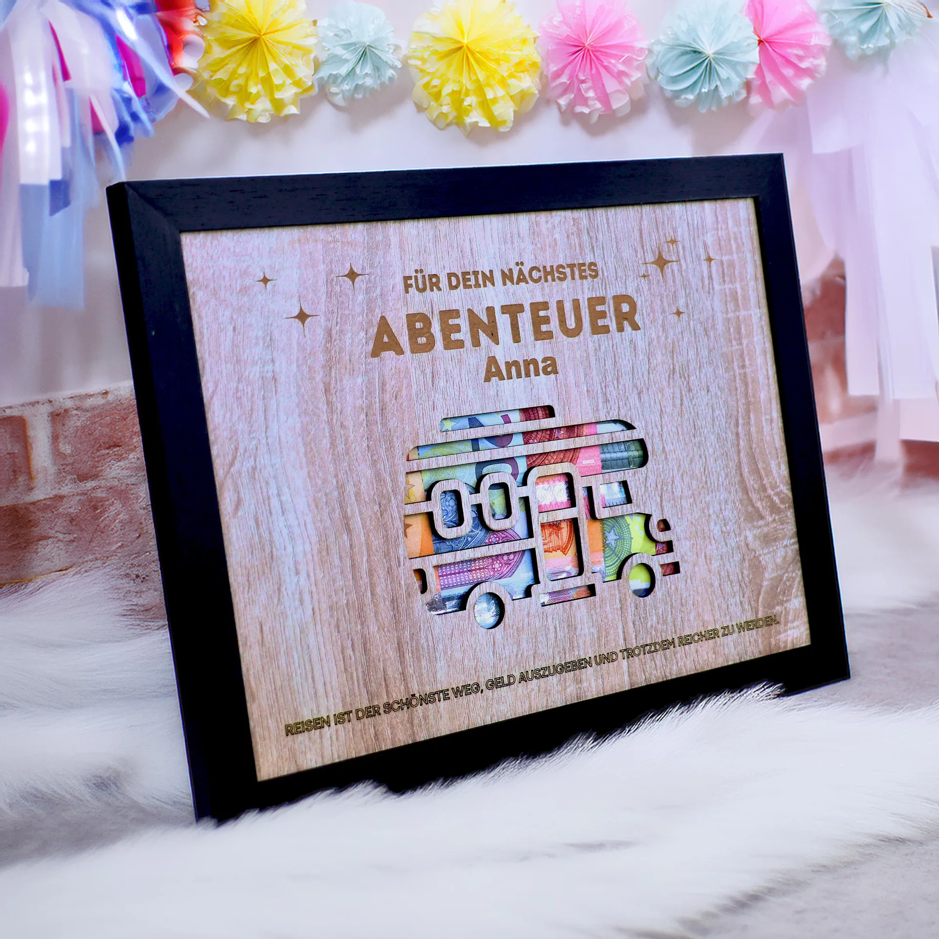 Wohnmobil Geldgeschenk, Personalisierte Geschenkidee, Abenteuer Geschenkidee