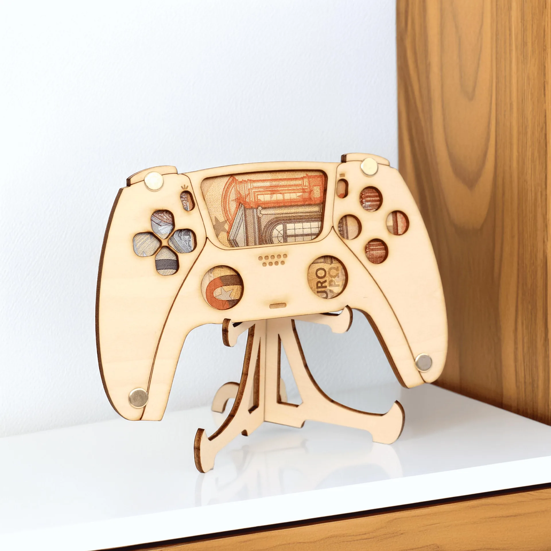 Personalisiertes Gaming Geldgeschenk aus Holz | Controller Geldgeschenk Gamer 