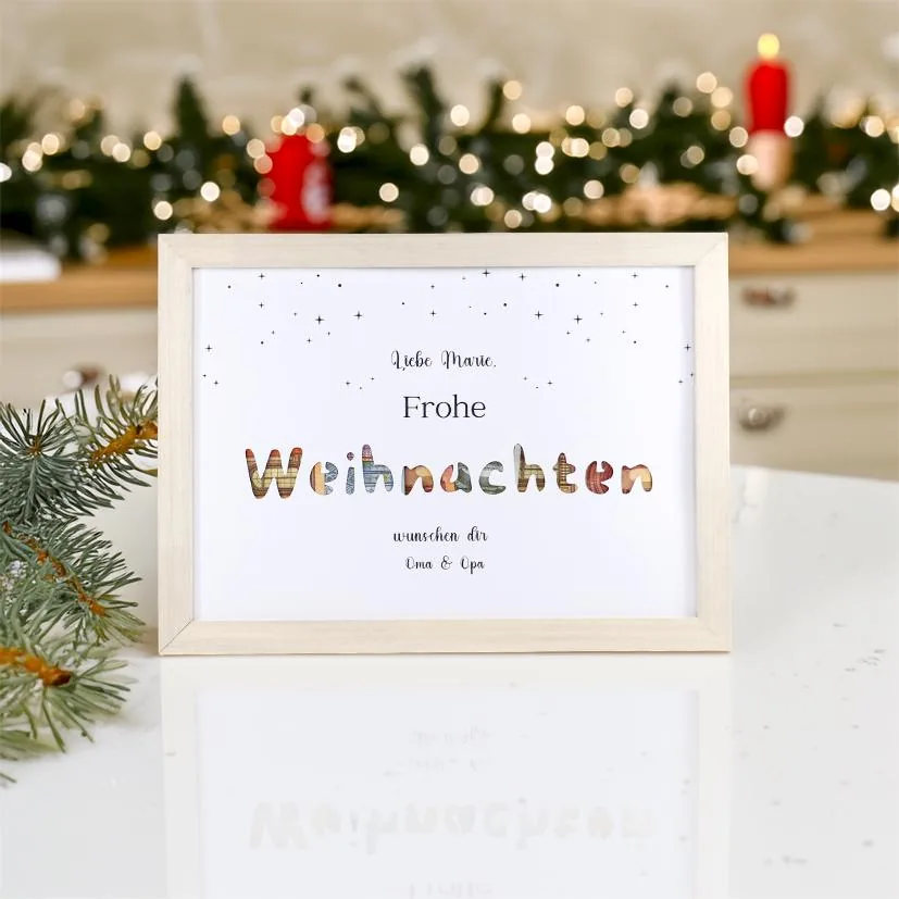 Personalisierte Geldgeschenk Weihnachten – „Frohe Weihnachten“ mit Weihnachtsmann & Rentieren