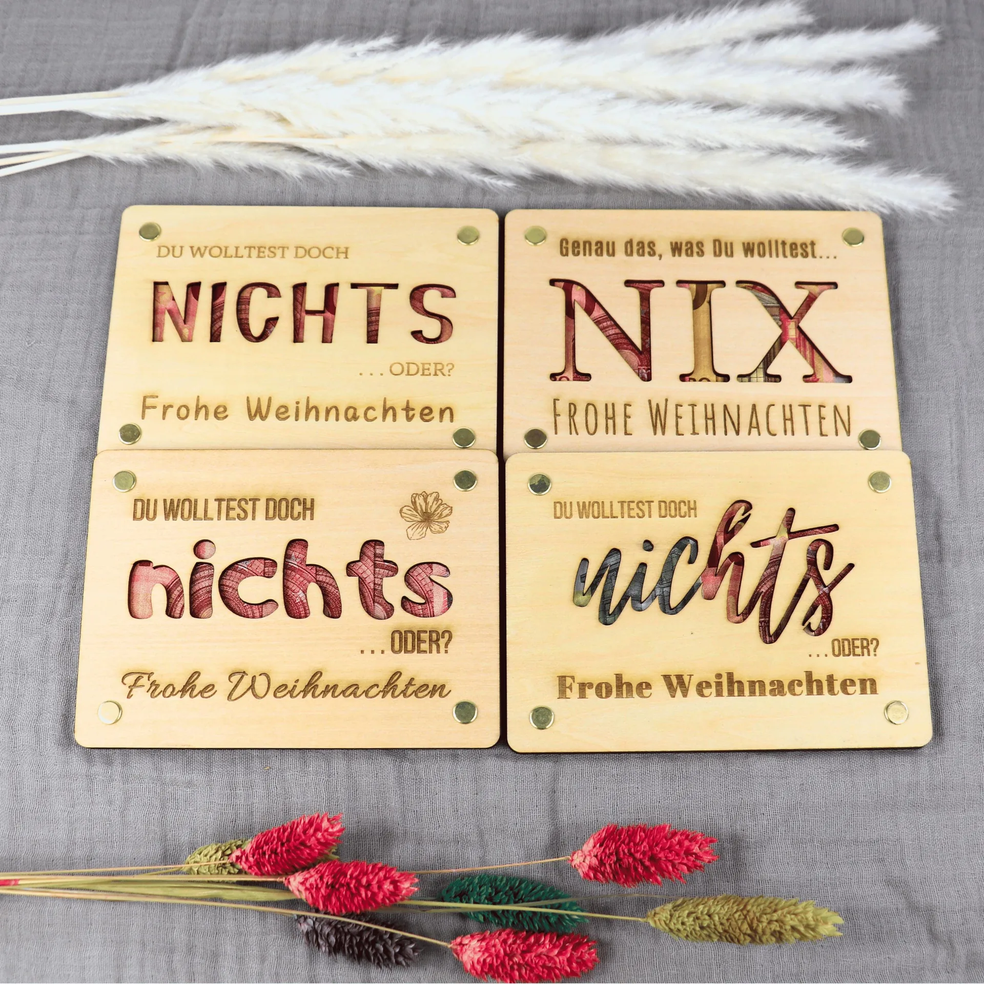Personalisiertes Weihnachten Geldgeschenk aus Holz – „Du wolltest doch NICHTS … oder?